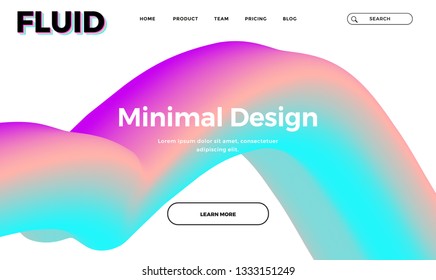 Trendy abstract design template with 3d flow shapes. Dynamic gradient composition. Applicable for landing pages, covers, brochures, flyers, presentations, banners. Vector illustration. Eps10