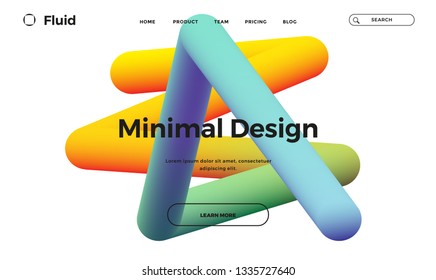 Trendy abstract design template with 3d flow shapes. Dynamic gradient composition. Applicable for landing pages, covers, brochures, flyers, presentations, banners. Vector illustration. Eps10