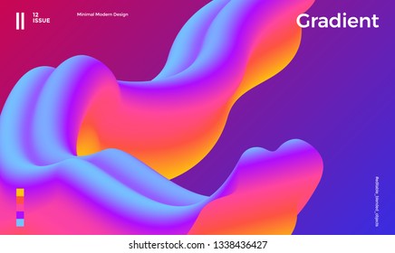 Trendy abstract design template with 3d flow shapes. Dynamic gradient composition. Applicable for landing pages, covers, brochures, flyers, presentations, banners. Vector illustration. Eps10