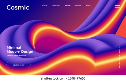Trendy abstract design template with 3d flow shapes. Dynamic gradient composition. Applicable for landing pages, covers, brochures, flyers, presentations, banners. Vector illustration. Eps10
