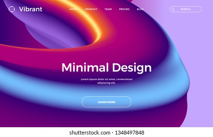 Trendy abstract design template with 3d flow shapes. Dynamic gradient composition. Applicable for landing pages, covers, brochures, flyers, presentations, banners. Vector illustration. Eps10