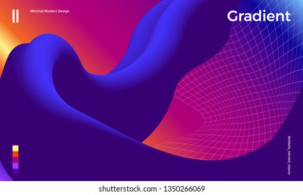 Trendy abstract design template with 3d flow shapes. Dynamic gradient composition. Applicable for landing pages, covers, brochures, flyers, presentations, banners. Vector illustration. Eps10
