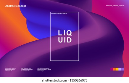 Trendy abstract design template with 3d flow shapes. Dynamic gradient composition. Applicable for landing pages, covers, brochures, flyers, presentations, banners. Vector illustration. Eps10