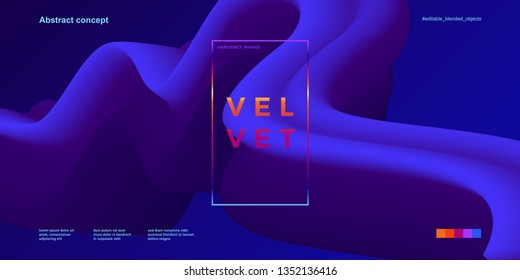 Trendy abstract design template with 3d flow shapes. Dynamic gradient composition. Applicable for landing pages, covers, brochures, flyers, presentations, banners. Vector illustration. Eps10