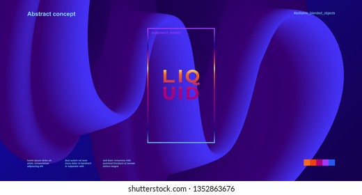 Trendy abstract design template with 3d flow shapes. Dynamic gradient composition. Applicable for landing pages, covers, brochures, flyers, presentations, banners. Vector illustration. Eps10