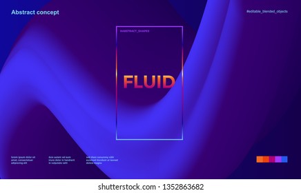 Trendy abstract design template with 3d flow shapes. Dynamic gradient composition. Applicable for landing pages, covers, brochures, flyers, presentations, banners. Vector illustration. Eps10