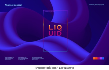 Trendy abstract design template with 3d flow shapes. Dynamic gradient composition. Applicable for landing pages, covers, brochures, flyers, presentations, banners. Vector illustration. Eps10