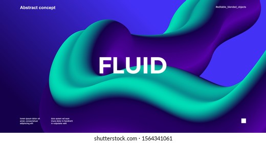 Trendy abstract design template with 3d flow shapes. Dynamic gradient composition. Applicable for landing pages, covers, brochures, flyers, presentations, banners. Vector illustration. Eps 10