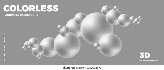 Trendy abstract design template with 3d white balls. Minimal style. Applicable for landing pages, covers, brochures, flyers, presentations, banners. Vector illustration. Eps 10