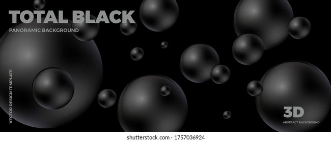 Trendy abstract design template with 3d black and white balls. Minimal style. Applicable for landing pages, covers, brochures, flyers, presentations, banners. Vector illustration. Eps 10