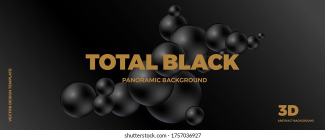 Trendy abstract design template with 3d black and white balls. Minimal style. Applicable for landing pages, covers, brochures, flyers, presentations, banners. Vector illustration. Eps 10