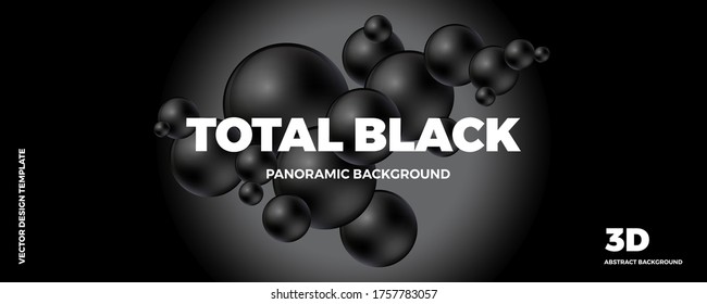 Trendy abstract design template with 3d black and white balls. Minimal style. Applicable for landing pages, covers, brochures, flyers, presentations, banners. Vector illustration. Eps 10