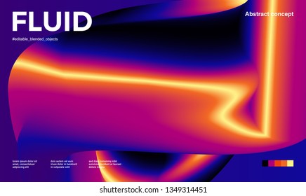 Trendy abstract design template with flow shapes. Dynamic gradient composition. Applicable for landing pages, covers, brochures, flyers, presentations, banners. Vector illustration. Eps10