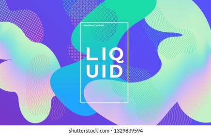 Trendy abstract design template with fluid and liquid shapes. Holographic gradient backgrounds. Applicable for covers, brochures, flyers, presentations, banners. Vector illustration. Eps10