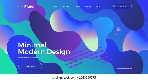 Trendy abstract design template with fluid and liquid shapes. Holographic gradient backgrounds. Applicable for covers, websites, flyers, presentations, banners. Vector illustration. Eps10