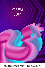 Trendy abstract design templates with 3d flow shapes. Dynamic gradient composition. Applicable for covers, brochures, flyers, presentations, banners. Vector illustration.