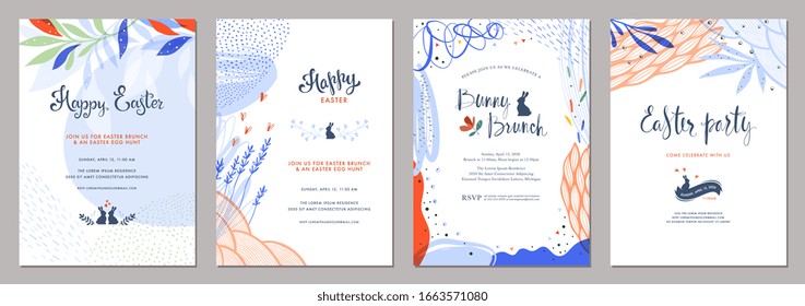 Trendy abstract Easter templates. Good for poster, card, invitation, flyer, cover, banner, placard, brochure and other graphic design. Vector illustration.