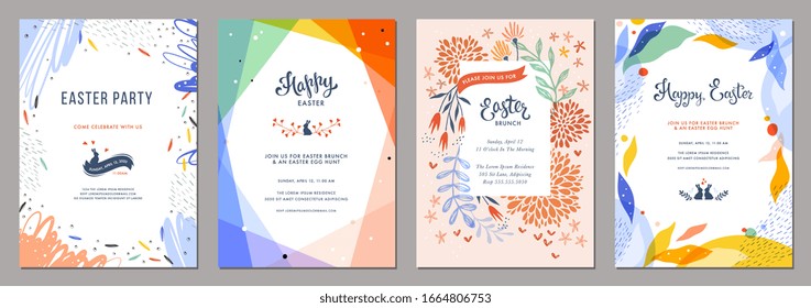 Trendy abstract Easter templates. Good for poster, card, invitation, flyer, cover, banner, placard, brochure and other graphic design. Vector illustration.