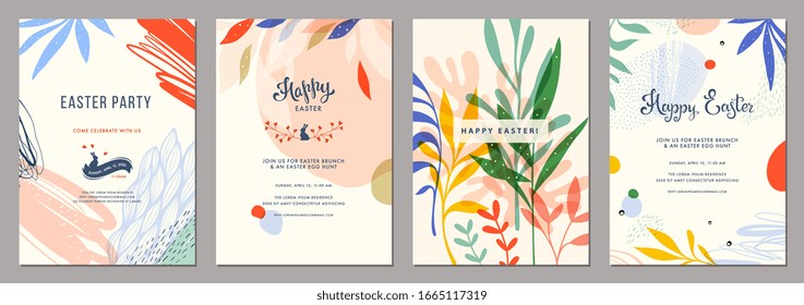 Trendy abstract Easter templates. Good for poster, card, invitation, flyer, cover, banner, placard, brochure and other graphic design. Vector illustration.