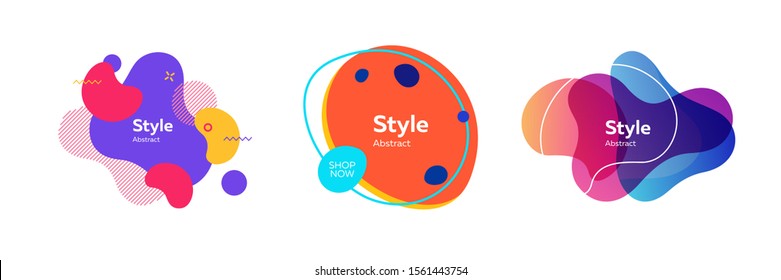 Trendy abstract element collection. Colorful fluid shapes, flowing liquid, dynamical colored forms and lines. Trendy design for logo, label, advertising banners