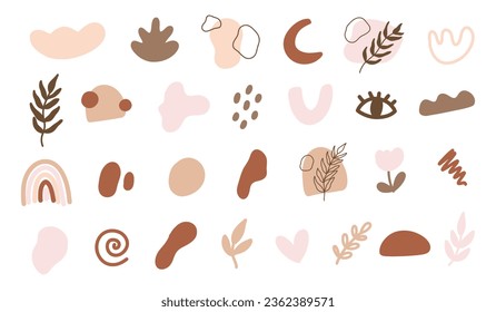 Trendy abstract elements in boho style.Modern hand drawn minimal abstract form.