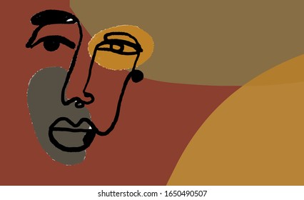 Trendy abstract face, creative contemporary texture
