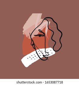 Trendy abstract face, creative contemporary texture