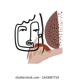 Trendy abstract face, creative contemporary texture