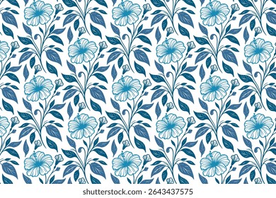 papel de parede floral abstrato moderno com flores contorno sem costura e elementos folhosos para projetos de design de têxteis e embalagens na moda


