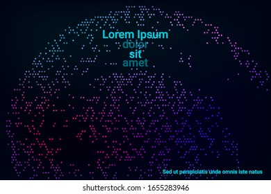 Diseño de volante abstracto de moda con textura de neón azul, violeta, verde, rosa de medio tono sobre fondo oscuro para el diseño de fondo web, diseño de portada. El elemento de diseño moderno Ilustración vectorial 3d.