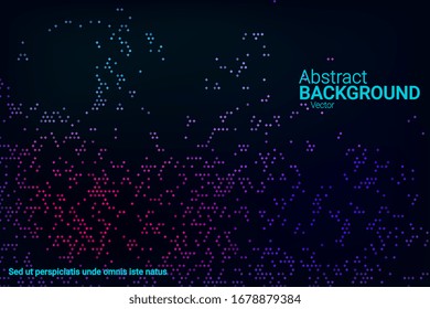 Trendy abstract flyer design with blue, purple, green, pink halftone neon texture on dark background for web background design, cover design. The element of modern design. Vector 3d illustration.