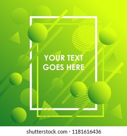 Trendy abstract geometric background with multicolored flow, ball and linear shapes
