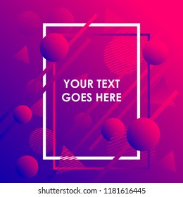 Trendy abstract geometric background with multicolored flow, ball and linear shapes