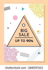 Trendy abstrakte geometrische Blase Hot Sale. Neue Ankunft, großer Verkauf und Sonderangebot. Schwarzer Freitag bis zu. Großer Rabatt. Vivid Banner Retro Poster Design Stil. Vintage-Farben und -Formen im Stilstil