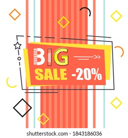 Trendy abstract geometric bubble hot sale. New arrival, big sale and special offer. Black friday up to. Big discount. Vivid banner retro poster design style. Vintage colors and shapes in memphis style