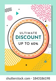 Venta de moda de burbujas geométricas abstractas de moda. Nueva llegada, gran venta y oferta especial. El viernes negro hasta. Gran descuento. Estilo de diseño de afiches retro de carteles de carteles Vivid. Colores y formas vintage en el estilo memphis