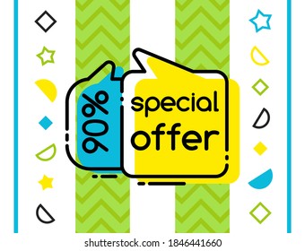 Trendy abstrakte geometrische Blase Hot Sale. Neue Ankunft, großer Verkauf und Sonderangebot. Schwarzer Freitag bis zu. Großer Rabatt. Vivid Banner Retro Poster Design Stil. Vintage-Farben und -Formen im Stilstil