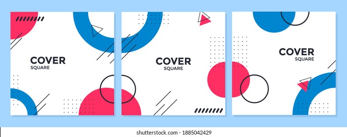 Trendy abstract geometric cover template. Square banner for social media posts, feeds, web, internet ads.