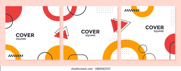 Trendy abstract geometric cover template. Square banner for social media posts, feeds, web, internet ads.