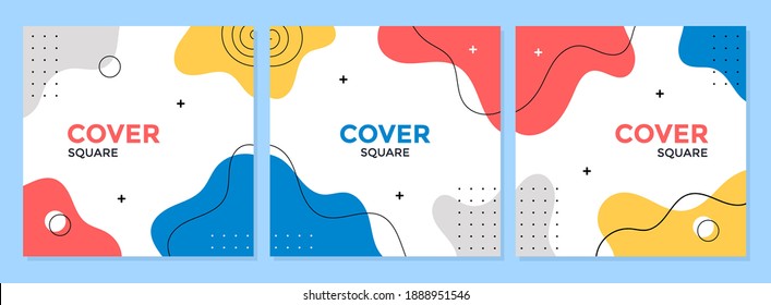 Trendy abstract geometric cover template. Square banner for social media posts, feeds, web, internet ads.