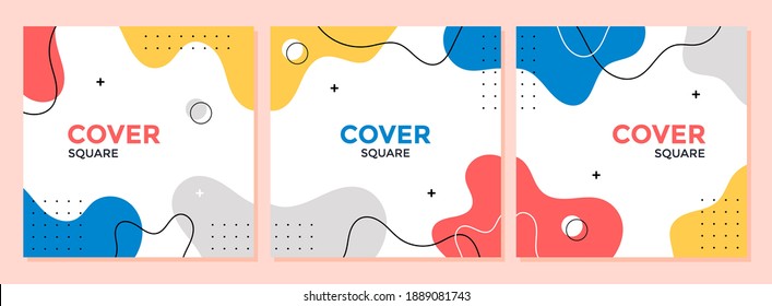 Trendy abstract geometric cover template. Square banner for social media posts, feeds, web, internet ads.
