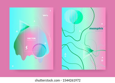 Trendy Abstract Geometric Elements. Contemporary Effect. Green Wave Gradient Shape. Graphic 3d Dynamic Shapes. Abstract Geometric Background. Fluid Gradient Shapes. Memphis Geometric Elements.