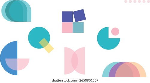 Conjunto de Vector de Formas geométricas Abstractas de moda. Elementos de diseño minimalistas modernos.