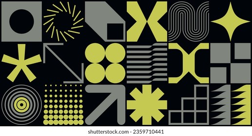 Trendy abstract geometric vector design with modernist shapes and elements.