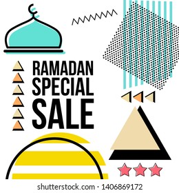 Trendy Abstract Geometric Vector Ramadan Memphis Style Template