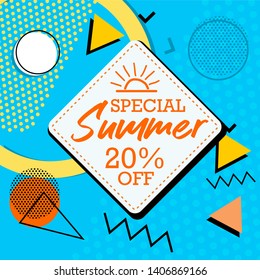 Trendy Abstract Geometric Vector Summer Memphis Style Template