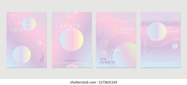 Juego de pósters de degradado abstracto de moda, formas abstractas y coloridas. Papel mural de diseño futurista para afiches, banner, portada, volante, presentación, publicidad, invitación