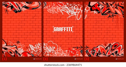 Trendy Abstract Graffiti Style A4 Poster Vector Illustration Art Template Background