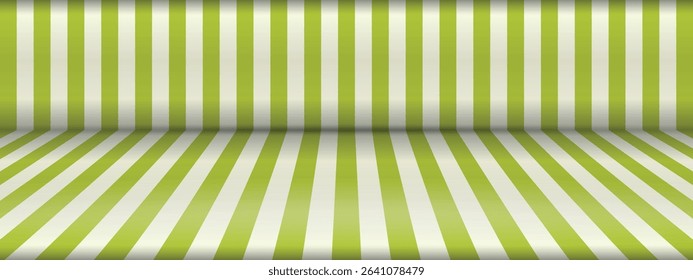 Trendy abstract green stripes background. Color gradient vector illustration for web, template, posters, card, banner. Pastel colors simple striped studio backdrop with empty space for your content.