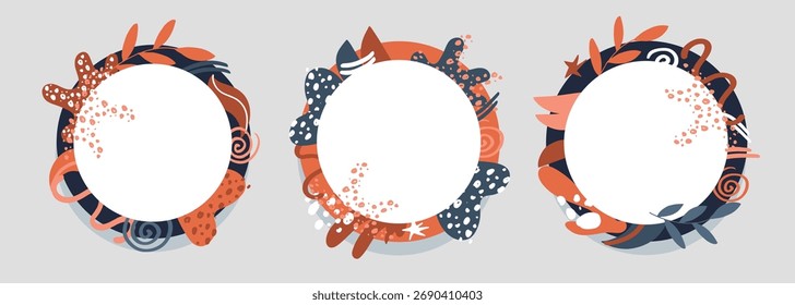 Plantilla de doodle dibujada a mano abstracta de moda, fondo de Vector. Elementos de diseño de Plantilla de medios sociales.